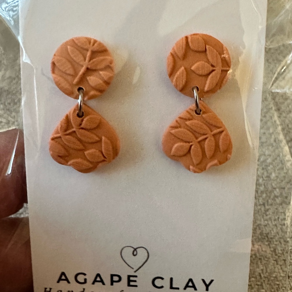 NEW 5 Pairs Polymer Clay Earrings Handmade Fall Colors - Picture 5 of 6